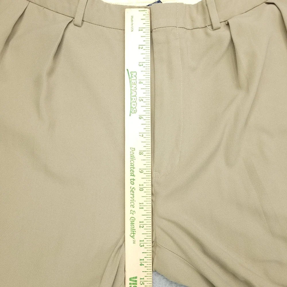 Polo Ralph Lauren Mens Khaki Pleated Dress Pants Trousers Size 42x30 Poly Tencel